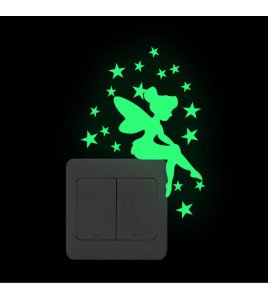 Girls Room Decoration Self Adhesive 3d Fairy Light Wall Switch Sticker - Green Only