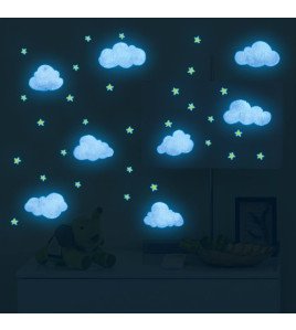 Nursery Decoration Self-adhesive Cloud With Star Glowing Wall Sticker - Model Yq092