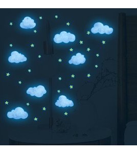 Nursery Decoration Self-adhesive Cloud With Star Glowing Wall Sticker - Model Yq092