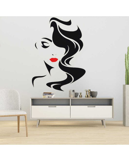 Hair Salon Decoration Adhesive Vinyl Red Lip Wall Decals For Women