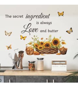 Self-adhesive Home Decoration Sunflower Quote Wall Stickers For kitchen - Model Fun-b14