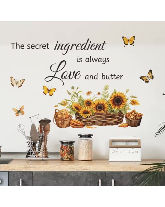 Self-adhesive Home Decoration Sunflower Quote Wall Stickers For kitchen - Model Fun-b14