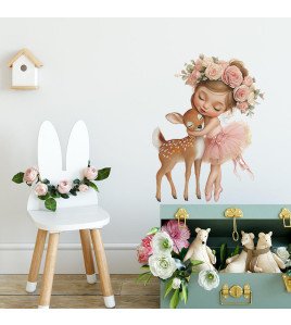 Home Decoration Cartoon Deer Wall Sticker Decoration For Girls - Model Fun-b208