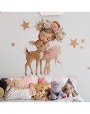 Home Decoration Cartoon Deer Wall Sticker Decoration For Girls - Model Fun-b208