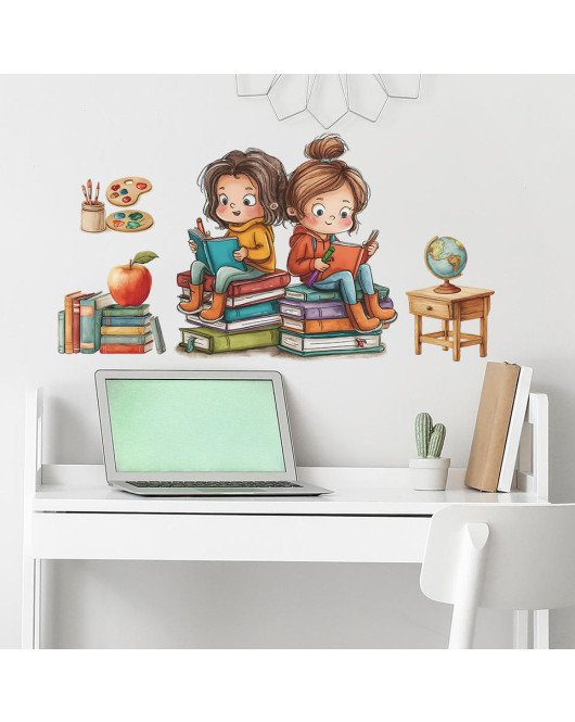 Home Decoration Reading Book Wall Stickers For Baby Girls - Model Fun-b209