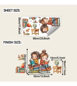 Home Decoration Reading Book Wall Stickers For Baby Girls - Model Fun-b209