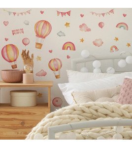 Home Decoration Nursery Removable Hot Air Balloon Kids Wall Stickers Rainbow - Model Fun-d18