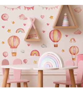 Home Decoration Nursery Removable Hot Air Balloon Kids Wall Stickers Rainbow - Model Fun-d18