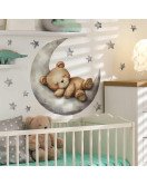 Removable Cartoon Bear Sleep On Moon Baby Nursery Wall Stickers Picture