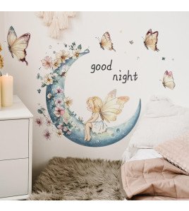 Self-adhesive Cartoon Princess Butterfly Moon Wall Stickers For Girls - Model Fun-d24