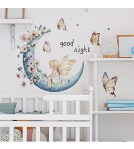 Self-adhesive Cartoon Princess Butterfly Moon Wall Stickers For Girls - Model Fun-d24
