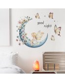 Self-adhesive Cartoon Princess Butterfly Moon Wall Stickers For Girls - Model Fun-d24