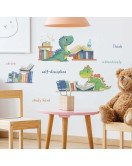 Self Adhesive Cartoon Dinosaur Read Book Wall Stickers For School