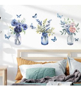 Living Room Decoration Wholesale Pvc Flower Vase Wall Stickers