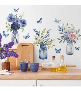 Living Room Decoration Wholesale Pvc Flower Vase Wall Stickers