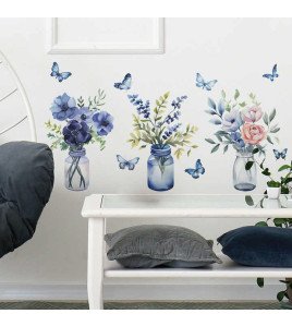 Living Room Decoration Wholesale Pvc Flower Vase Wall Stickers
