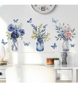 Living Room Decoration Wholesale Pvc Flower Vase Wall Stickers