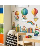 Kids' Room Decoration Cute Books Hot Air Balloon Bed Head Wall Stickers - Model Fun-d81