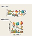 Kids' Room Decoration Cute Books Hot Air Balloon Bed Head Wall Stickers - Model Fun-d81