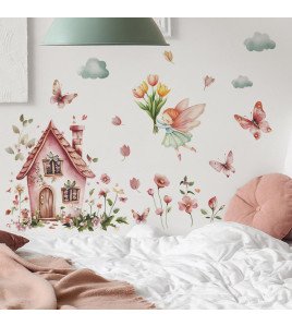Home Decoration Baby Girls Room Castle With Fairy Wall Sticker Suppliers - Model Fun-de273