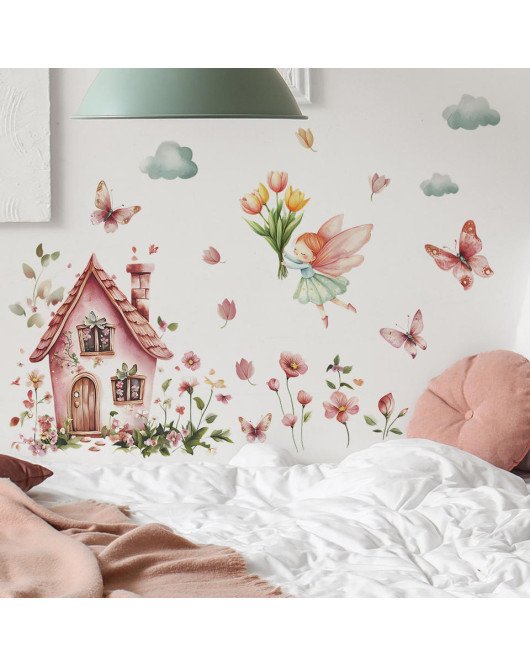Home Decoration Baby Girls Room Castle With Fairy Wall Sticker Suppliers - Model Fun-de273