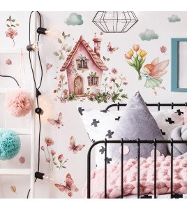 Home Decoration Baby Girls Room Castle With Fairy Wall Sticker Suppliers - Model Fun-de273