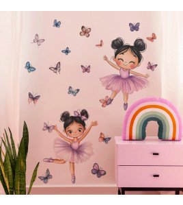 Girls' Bedroom Wall Decoration Colorful Butterfly Dance Stickers Kids - Model Fun-e270