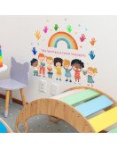 Self-adhesive Colorful 3d Rainbow With Baby Educational Wall Stickers For School Kids - Model Fun-e303