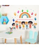 Self-adhesive Colorful 3d Rainbow With Baby Educational Wall Stickers For School Kids - Model Fun-e303