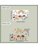 Self-adhesive Colorful 3d Rainbow With Baby Educational Wall Stickers For School Kids - Model Fun-e303