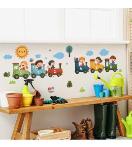 Baby Nursery Bedroom Decoration Cartoon Train 3d Wall Sticker Decorative Abstract Design - Model Fun-e344