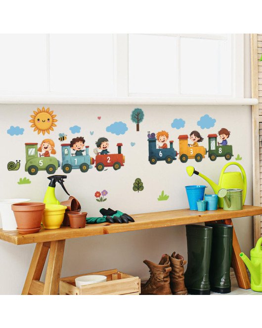 Baby Nursery Bedroom Decoration Cartoon Train 3d Wall Sticker Decorative Abstract Design - Model Fun-e344
