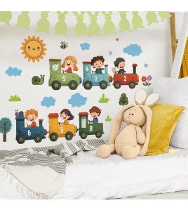 Baby Nursery Bedroom Decoration Cartoon Train 3d Wall Sticker Decorative Abstract Design - Model Fun-e344