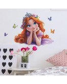 Removable Home Decoration 3d Princess With Butterfly Salon Wall Stickers For Ladies - Model Fun-f400