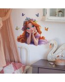 Removable Home Decoration 3d Princess With Butterfly Salon Wall Stickers For Ladies - Model Fun-f400