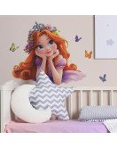Removable Home Decoration 3d Princess With Butterfly Salon Wall Stickers For Ladies - Model Fun-f400
