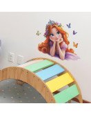 Removable Home Decoration 3d Princess With Butterfly Salon Wall Stickers For Ladies - Model Fun-f400