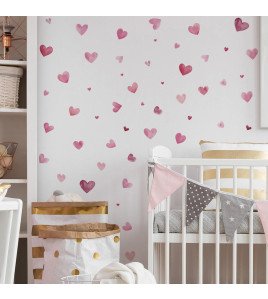 Self-adhesive Home Decoration 3d Pink Heart Wall Stickers For Nursery - Model Fun-f461