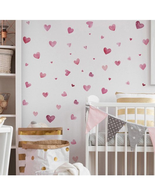 Self-adhesive Home Decoration 3d Pink Heart Wall Stickers For Nursery - Model Fun-f461