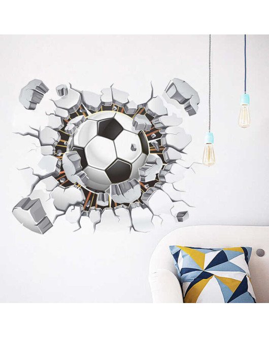 Removable Kids Room 3d False Window Effect Soccer Football Wall Sticker
