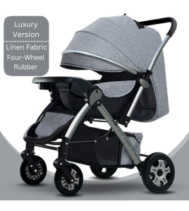 Deluxe Edition - Foldable Baby Stroller Portable Travel Pram Multifunctional Newborn Infant Carriage For Four Seasons For 0~3 Year Old